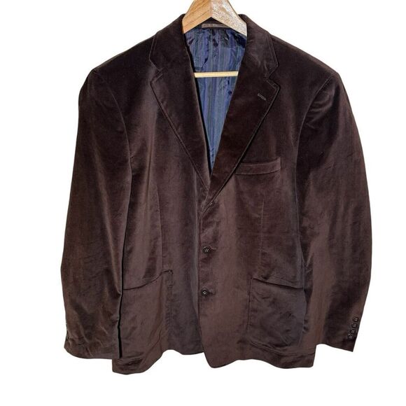 J Ferrar SZ L Mens Cotton Velvet Blazer Sport Coat Jacket Holiday Party Evening - Picture 1 of 13